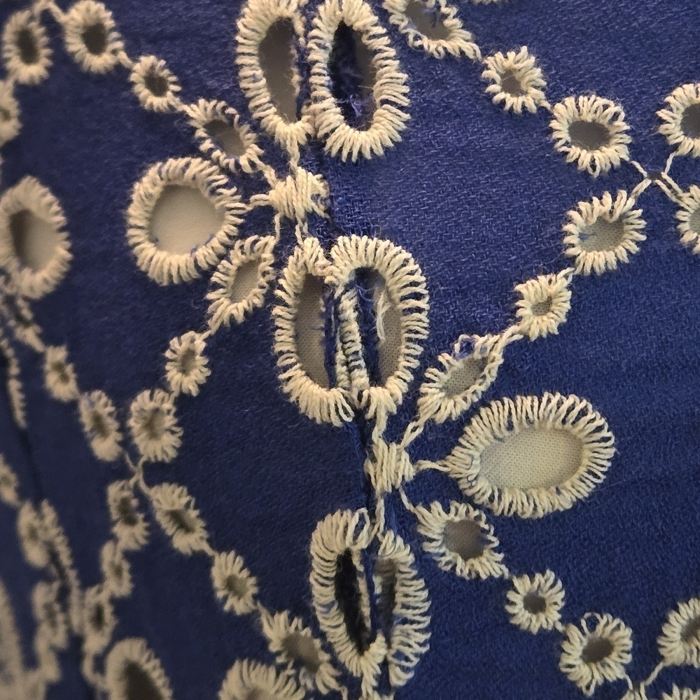Zara Blue and White Floral Lined Mini Dress Women's M Cotton Button Front - Picture 8 of 16